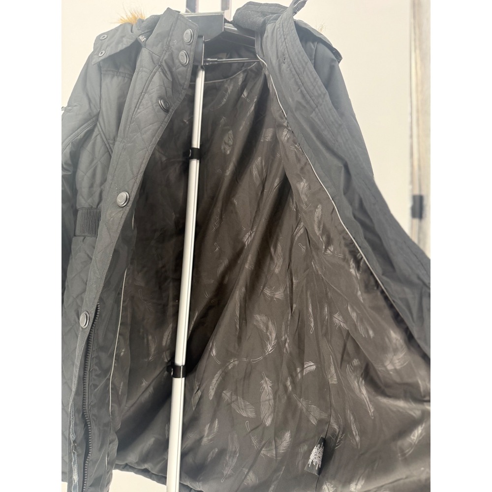NWT Hawke & Co Black Quilted Puffer Parka Faux Fur Hood Thinsulate Winter Coat M - Picture 5 of 10